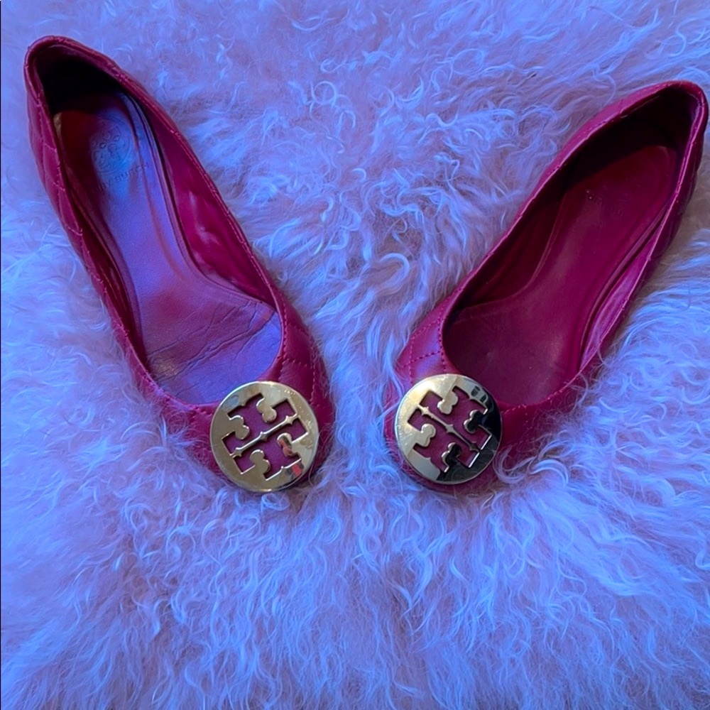 Vintage Tory Burch Quinn Quilted Logo Flats Shoes Sz 5